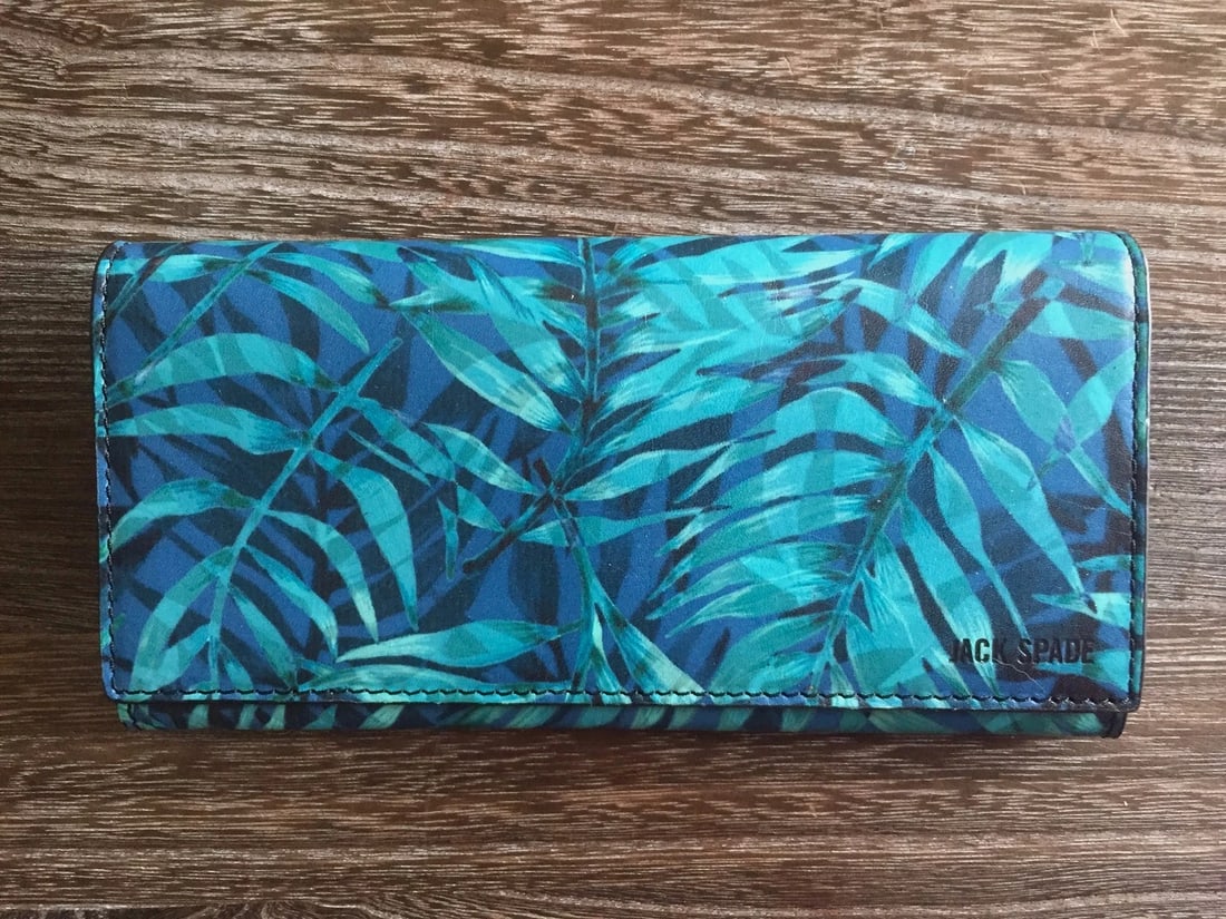 JACK SPADE BLUE PALM LEAF LEATHER MENS DESIGNER CONTINENTAL JACKET WALLET - NWT: Condition: New with tags: This item is brand new and has never been used. It still has the original tags and/or original packaging. ,Department: Men,Material: Leather,Theme: Aloha, Designer,Type: Cont