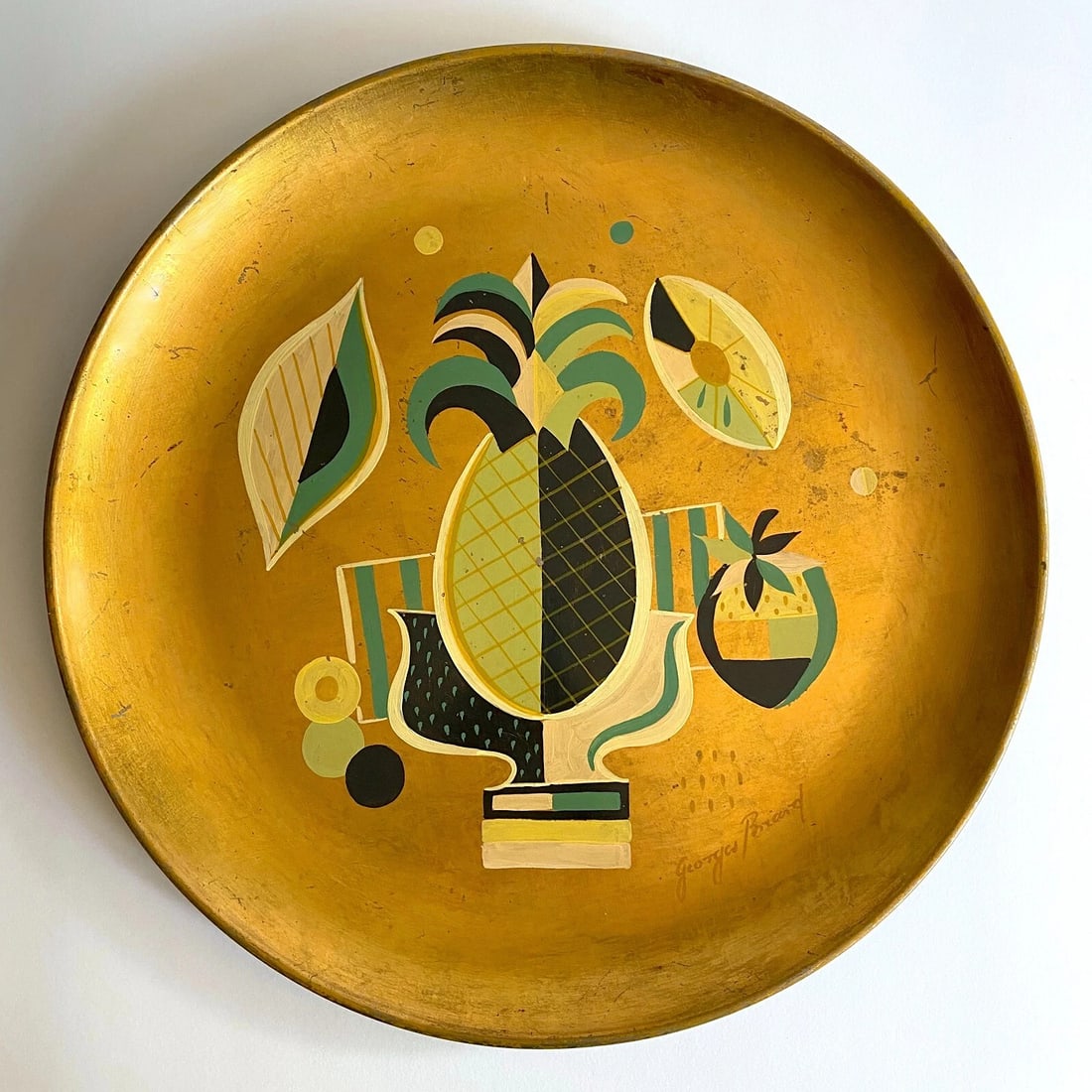 GEORGES BRIARD RARE MID CENTURY MODERN HAND PAINTED XLRG DECORATIVE METAL TRAY (1 of 12)