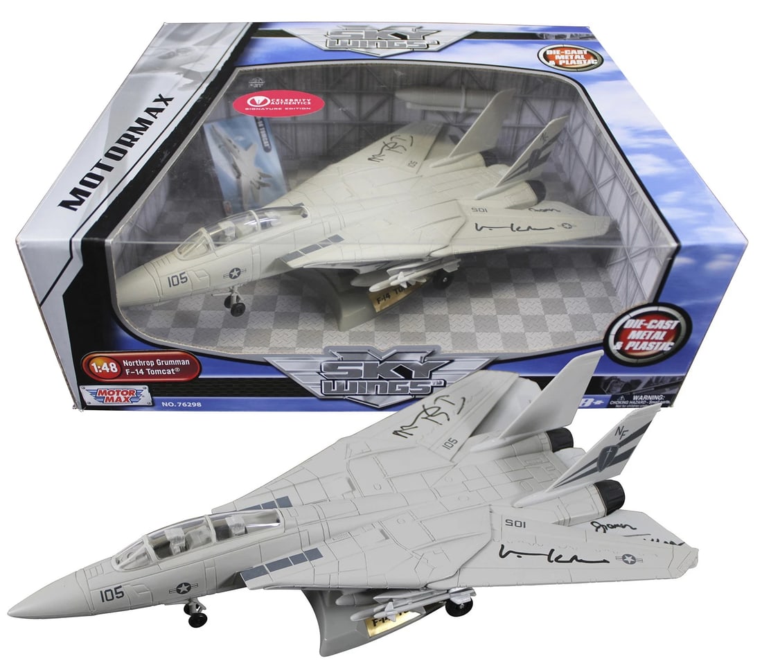Top Gun (3) Kilmer Skerritt & Tolkan Signed F-14 Die-Cast Tomcat 1:48 Model BAS: Autograph Authentication: Beckett,Industry: Movies,Original/Reproduction: Original,PRODUCT_COA: Beckett,PRODUCT_SIGNED_BY_NAME: Val Kilmer Tom Skerritt & James Tolkan,PRODUCT_SIGNED_BY_BRAND: Top Gun