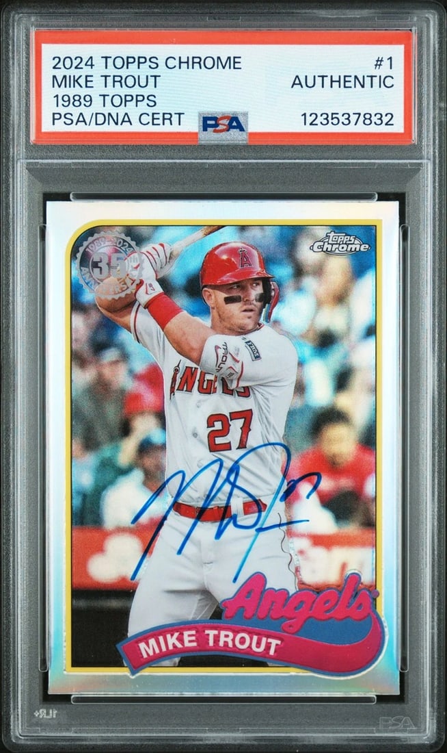 Mike Trout Signed Autographed 2024 Topps Chrome #89CB-1 1989 Refractor PSA/DNA (1 of 2)