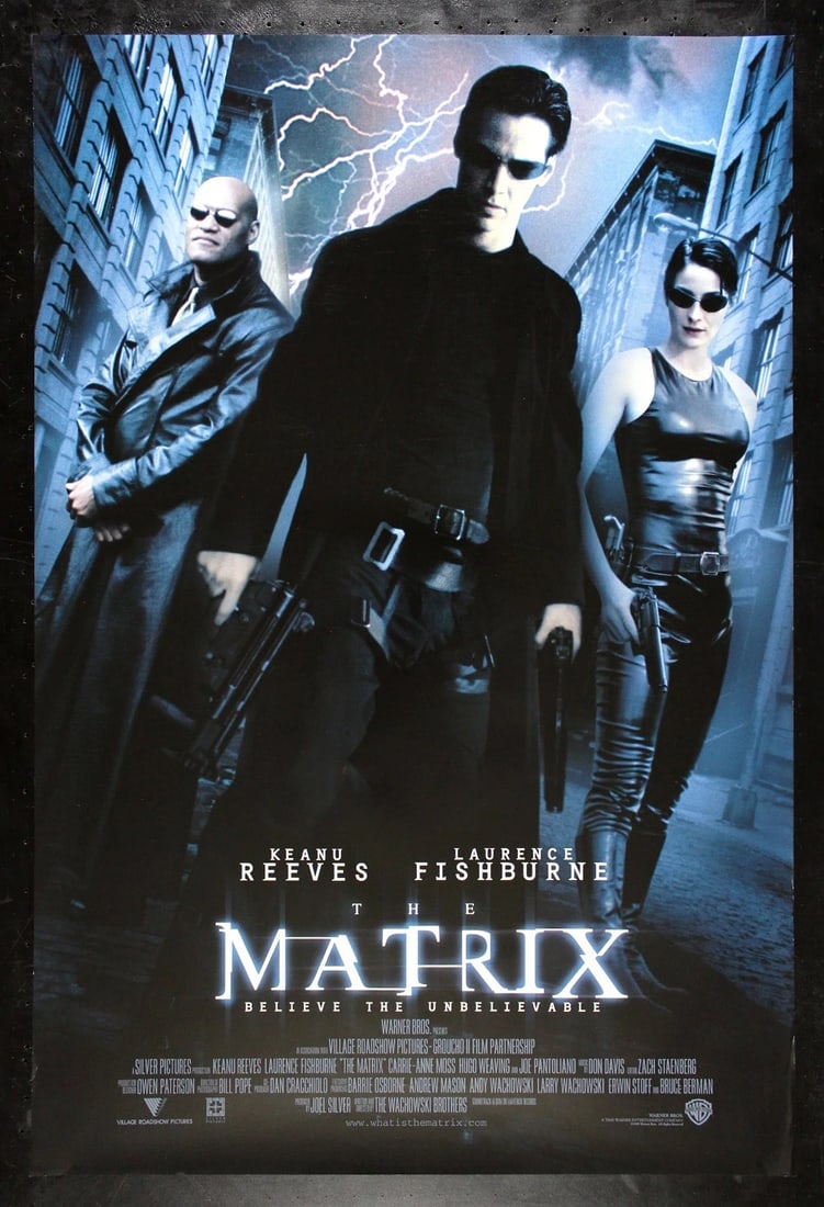 THE MATRIX RARE INTL LIGHTNING ORIGINAL MOVIE POSTER 1999~ (27" x 40"): Industry: Movies,Object Type: Poster,Original/Reproduction: Original