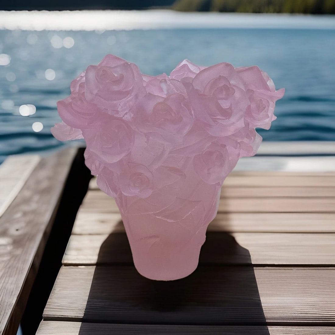 Nancy Daum Style Crystal Rose Vase H7?? Pink Heavy Art Glass Maker Unknown Unique: Condition: Used: An item that has been used previously. The item may have some signs of cosmetic wear, but is fully operational and functions as intended. This item may be a floor model or store retur