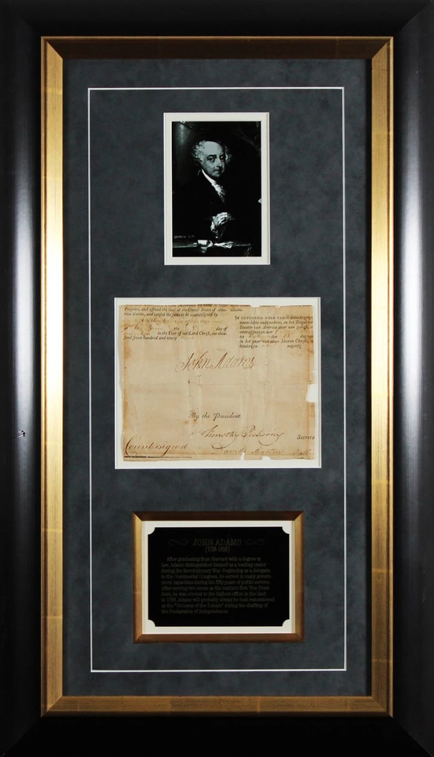John Adams Signed & Framed 5x7 Cut Signature Dated June 1799 BAS (1 of 4)