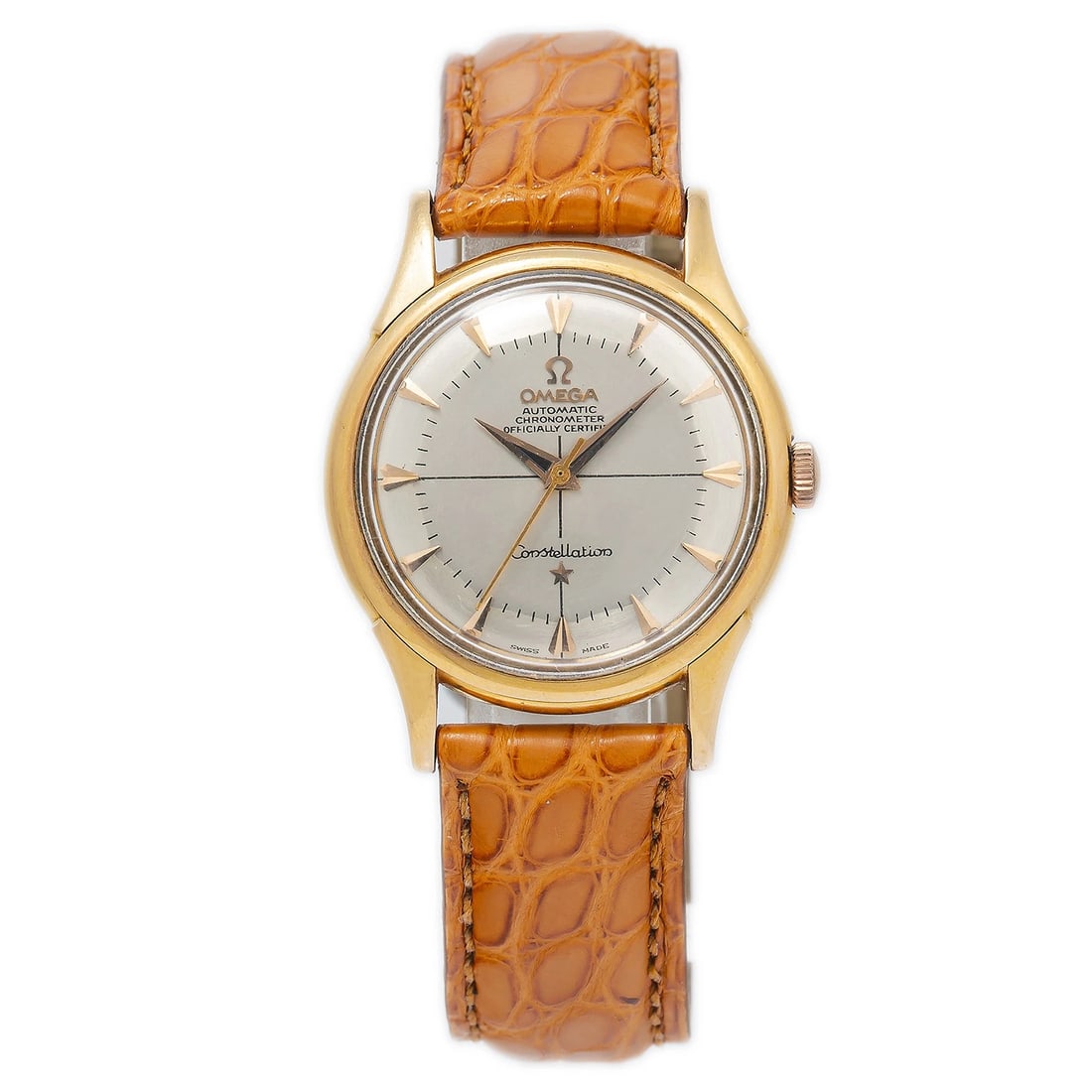 Omega Constellation Pie Pan Vintage 18k Rose Gold Silver Dial Men's Watch 34mm (1 of 5)