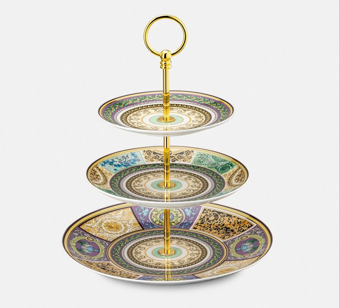 Versace Rosenthal Barocco Mosaic Etagere 3 Pcs (Plates 17 cm, 21 cm, 28 cm): Condition: New: A brand-new, unused, unopened, undamaged item in its original packaging (where packaging is applicable). Packaging should be the same as what is found in a retail store, unless the ite