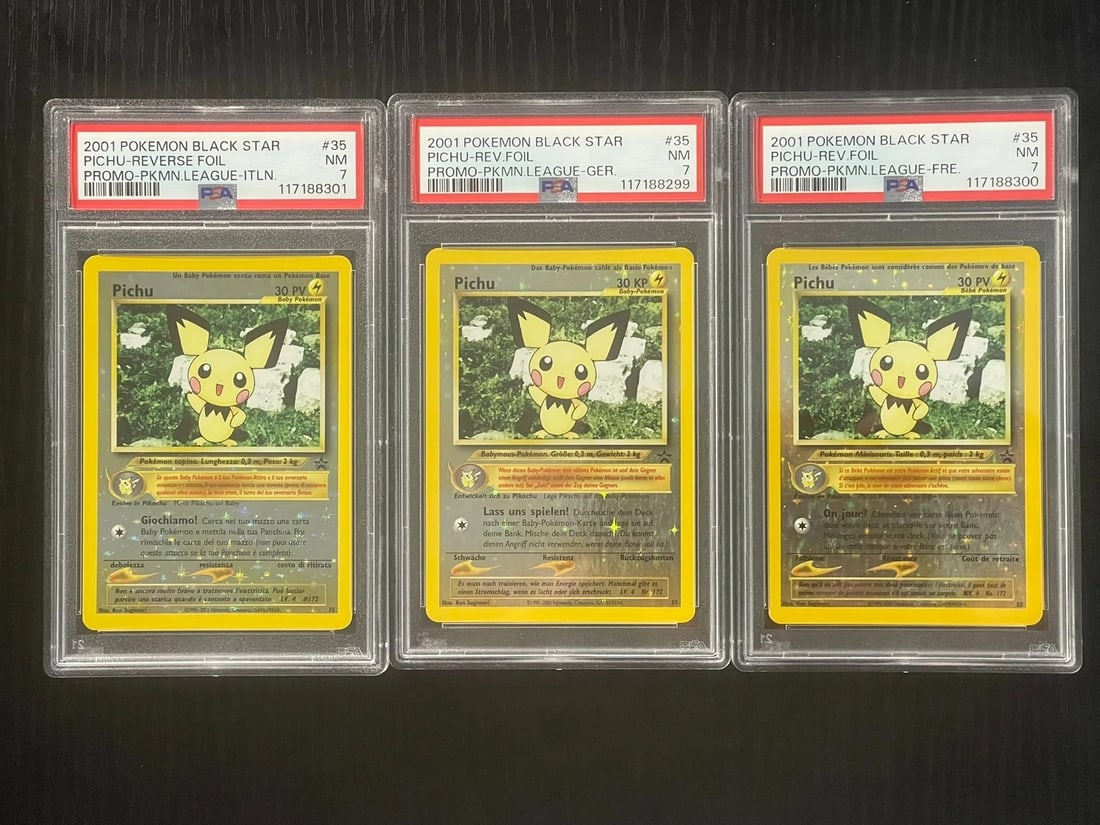 Pokemon Black Star Pichu #35 Promo Lot PSA 7 French German Italian UBER RARE (1 of 7)