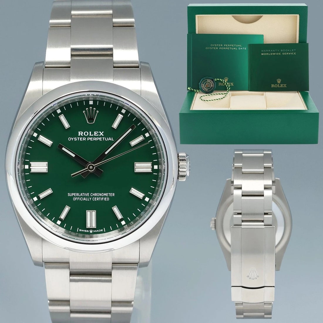 2024 MINT Rolex Oyster Perpetual 126000 36mm Green Stainless Steel Watch Box: Condition: Pre-owned - Excellent,Brand: Rolex,Department: Men,Type: WristwatchBrandRolex (Guaranteed Authentic)Model Oyster PerpetualReference Number126000Serial NumberRandom SerialGenderMen'sMetalSta