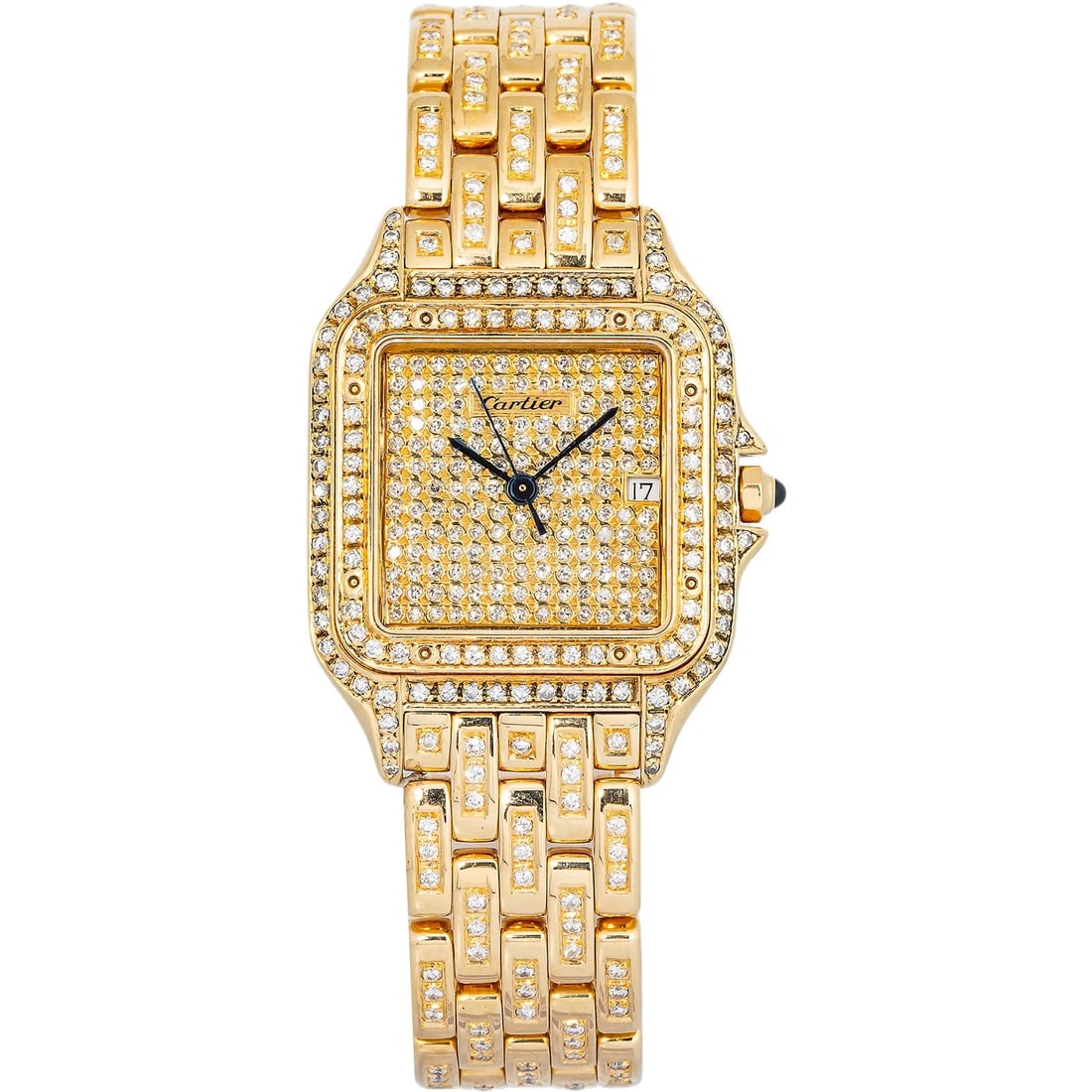 Cartier Panthere Aftermarket Diamond Setting 18k YG Quartz Women's Watch 29MM (1 of 6)