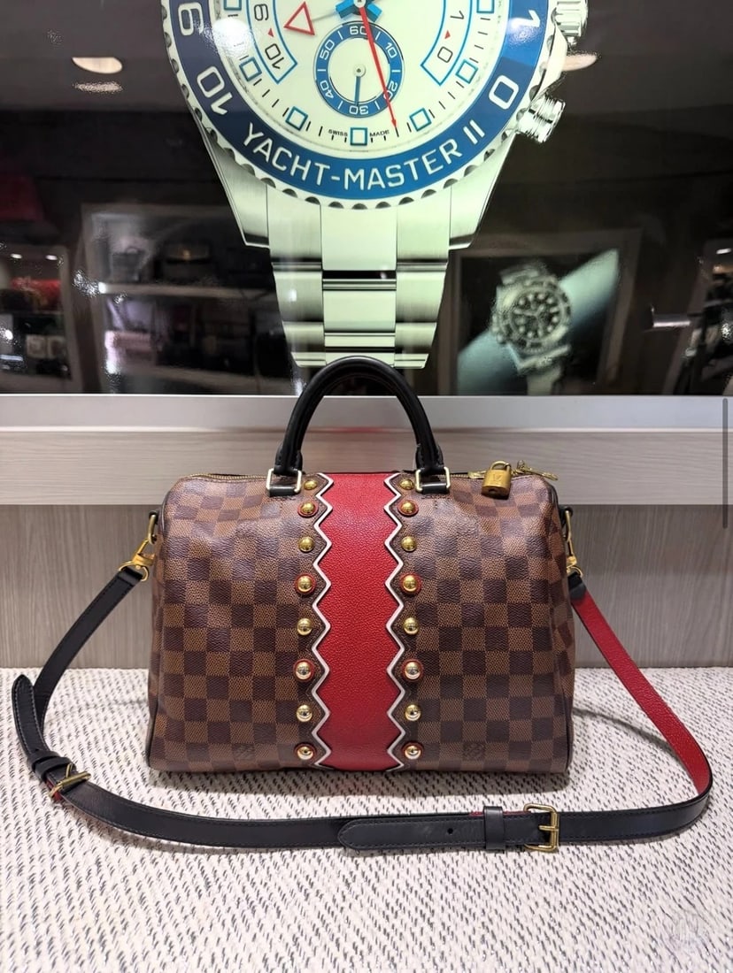 Louis Vuitton Speedy 30 Limited Edition Karakoram Bandoulière with Strap (2018): Condition: Pre-owned - Good,Brand: Louis Vuitton,Department: Women,Model: Louis Vuitton Speedy 30,Exterior Color: Multicolor,Style: Satchel/Top Handle Bag,Features: Limited Edition,Exterior Material: