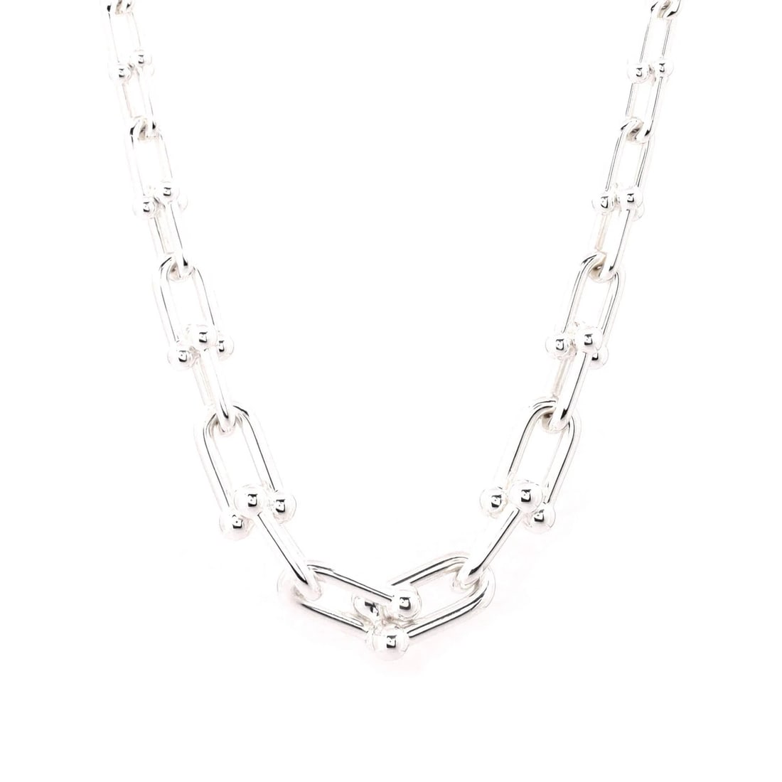 Tiffany & Co. HardWear Graduated Link Necklace Sterling Silver: Measurements: Height 18", Width 15". Condition: Pre-owned - Good,Brand: Tiffany & Co.,Main Stone: Unknown,Metal: Unknown,Metal Purity: Unknown,Style: Necklace,Type: Necklace,Color: Silver,Material: St