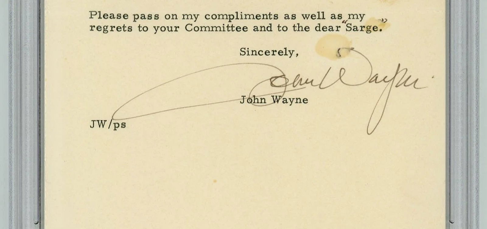 John Wayne Signed Letter Dated 5/10/1977 (PSA) - 2