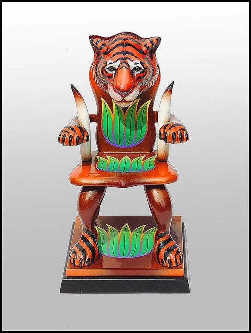 Dan Meyer Original Sculpture Tiger Chair Hand Signed Daniel Painting Artwork SBO (1 of 4)