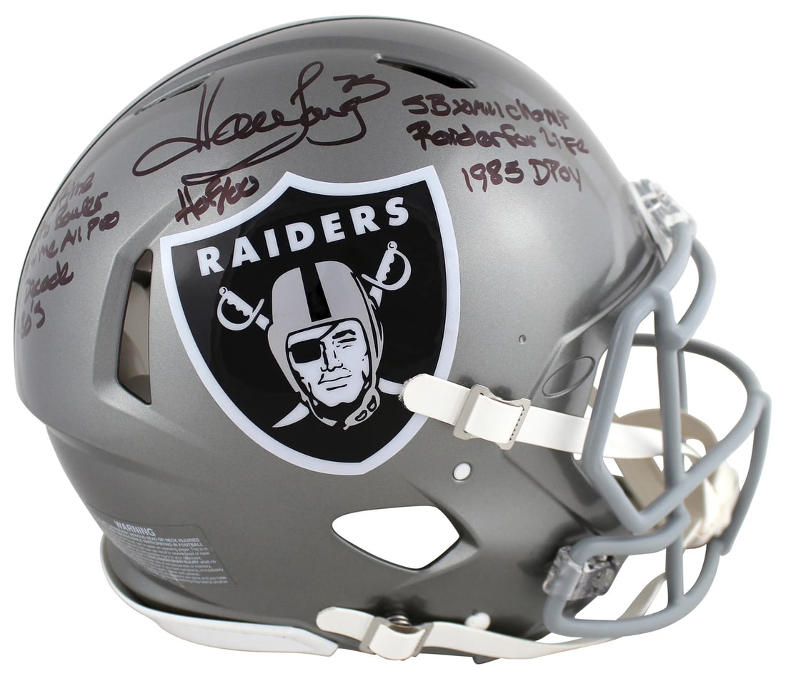 Raiders Howie Long "Career Stat" Signed Flash F/S Speed Proline Helmet BAS Wit (1 of 4)