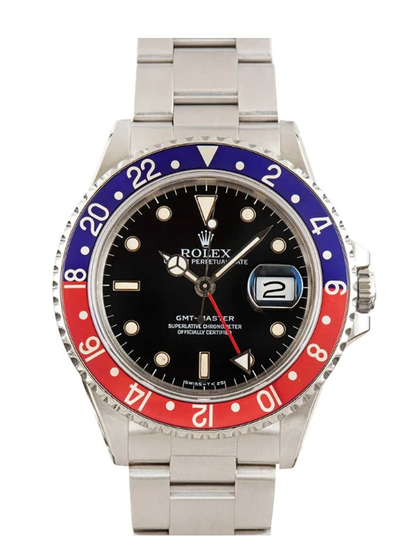 Rolex GMT-Master 16700 Pepsi SS Black Index Dial Automatic Men's Watch 40mm: Case Size40mmWrist Fit7 inchesBoxnoPapersnoCondition — Used - GoodFull SpecificationsBrandRolexModelGMT-MasterCustomizedNoSerial #U65xxxxGenderMenBand MaterialStainless SteelBand ColorStainless Stee