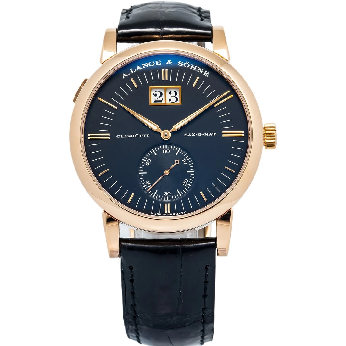 A. Lange & Sohne Grand Langematik 309.031 2010 Paper 18K RG Black Auto Men 40mm: Case Size40mmWrist Fit8 inchesBoxNoPapersYes (Archive)Condition — NewFull SpecificationsBrandA.lang & SohneCustomizedNoSerial #15xxxxGenderMenBand MaterialLeatherBand ColorBlackBezel Diameter36mmCas
