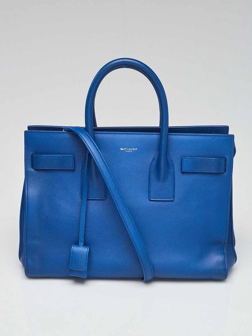 Yves Saint Laurent Blue Leather Small Sac de Jour Tote Bag (1 of 12)