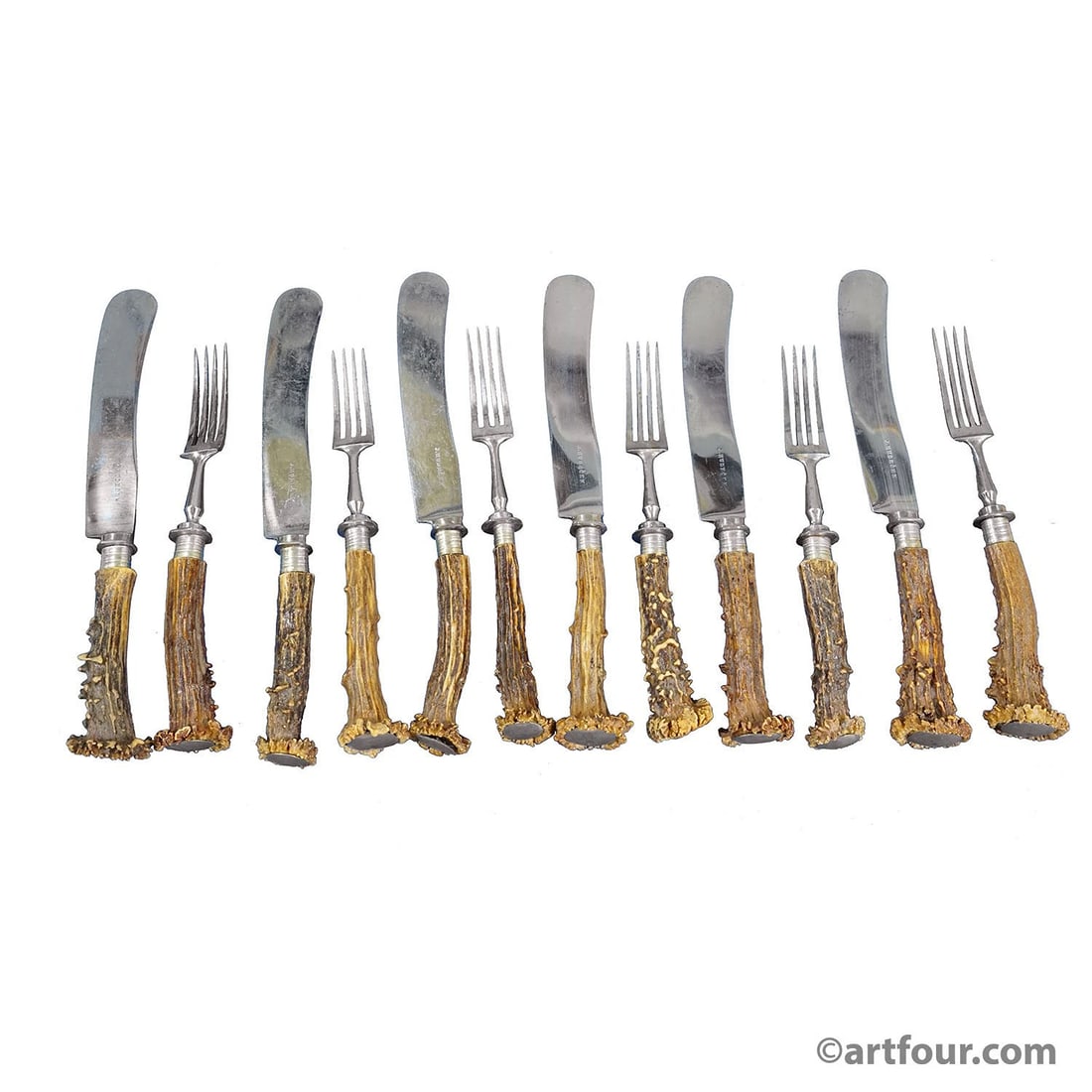 Vintage Stainless Steel and Horn Tableware Set for 6 Germany, 1900s: Condition: Used,Country/Region of Origin: europe,Original/Reproduction: original,Country of Origin: Germany