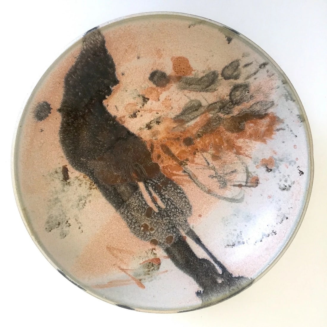 VTG MID CENTURY MODERN STUDIO POTTERY ABSTRACT EXPRESSIONIST SIGNED CERAMIC BOWL: MEASURES 9 3/4" W X 2 1/2" H. Handmade: Yes,Production Technique: Pottery,Material: Clay,Production Style: Art Pottery,Brand: Studio,Style: Mid-Century Modern,Color: Multi-Color,Type: Bowl,Original/Re