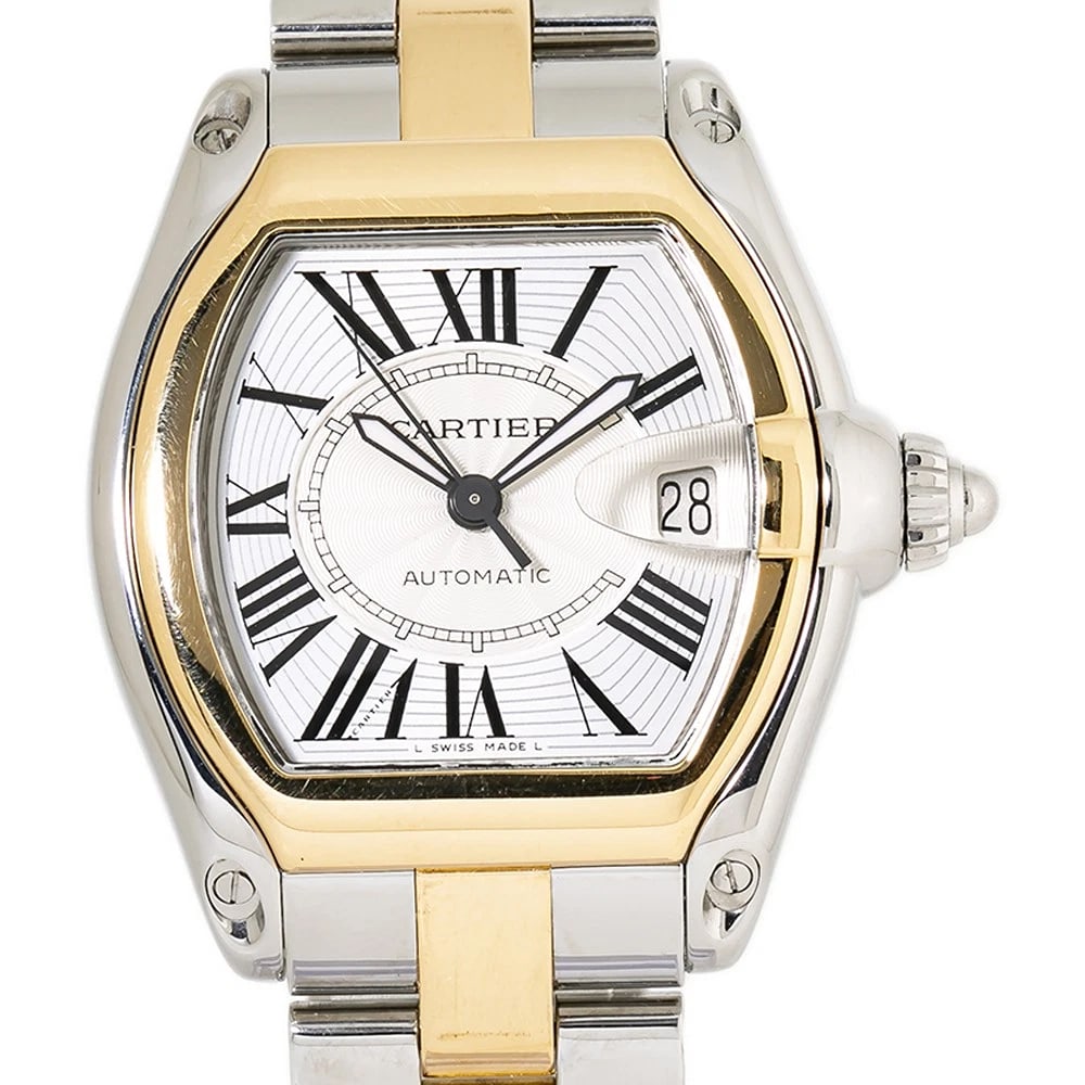 Cartier Roadster 2510 W62031Y4 18k YG Two Tone Silver Dial Auto Men's Watch 37mm: Condition: Pre-owned - Good: This item has been gently used but is in good condition. It might have a few signs of wear, like light scratches or tarnishing. All imperfections should be shown and descr