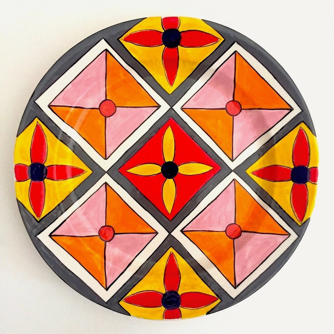 PHILLIP MABERRY RARE HAND PAINTED CONTEMPORARY ART POTTERY LARGE CERAMIC PLATTER (1 of 12)