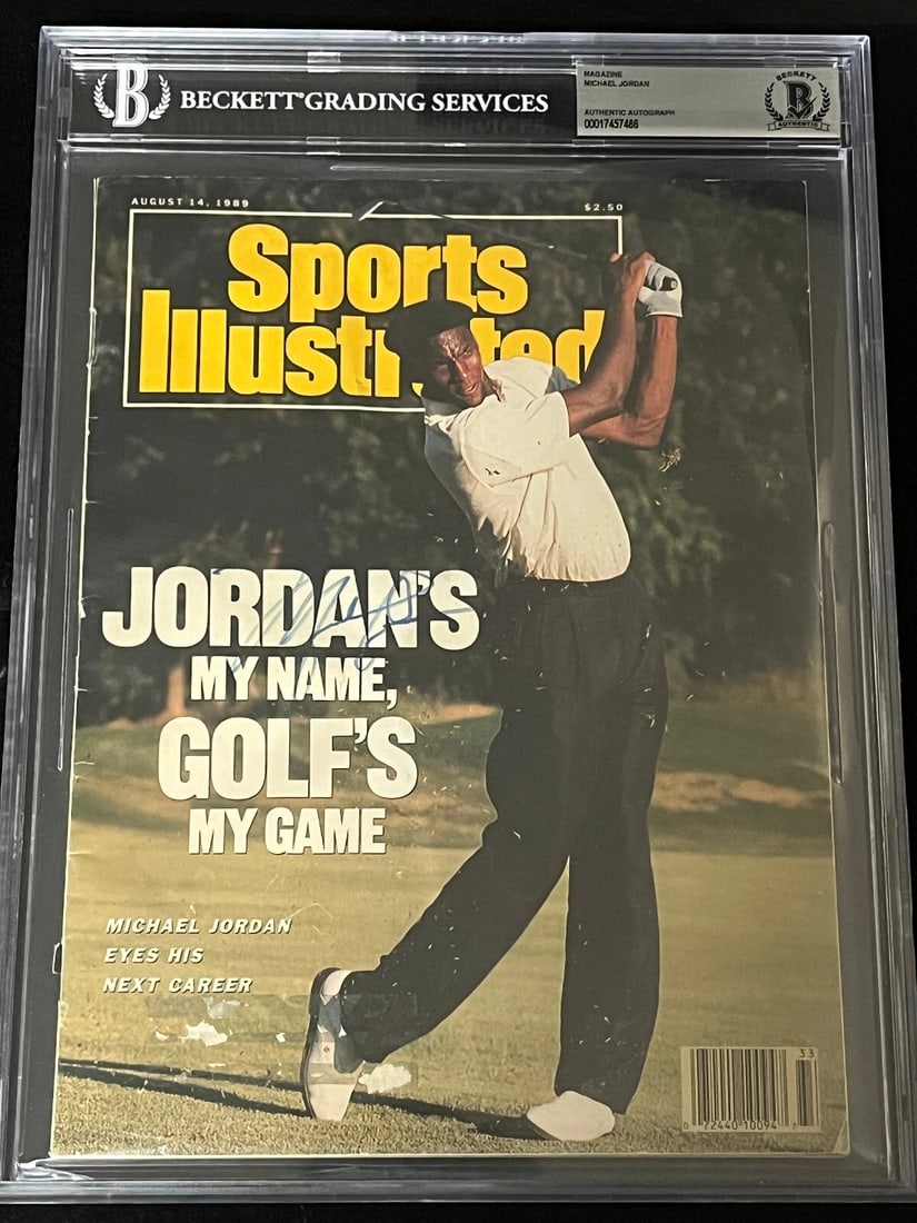 Michael Jordan signed Sports Illustrated Magazine Beckett BAS Slab Auto: Player: Michael Jordan,Sport: Basketball,Signed: Yes,Original/Reprint: Original,Autograph Authentication: Beckett Authentication Services (BAS),Product: Magazine,Team: Chicago Bulls