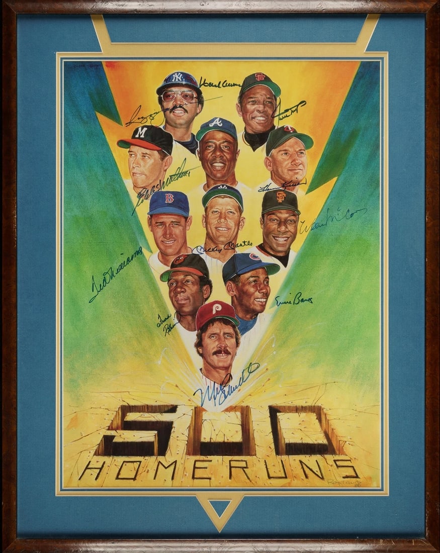 500 Home Run Club Signed Large Photo Litho Mickey Mantle Ted Williams JSA COA (1 of 8)