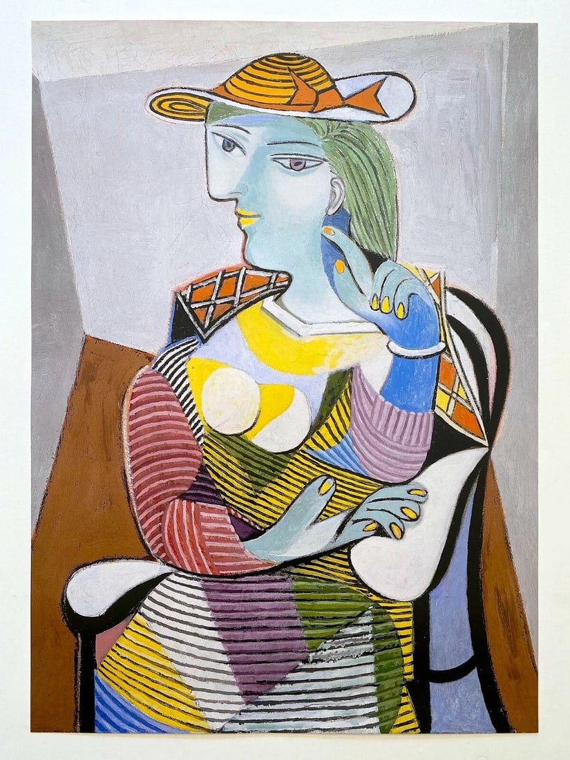 PABLO PICASSO LITHOGRAPH PRINT FRENCH MUSEUM POSTER PORTRAIT MARIE THERESE 1937: Condition: Used,Size: Medium,Artist: Pablo Picasso,Style: Mid-Century Modern, Cubism,Item Height: 27 1/2",Item Width: 19 5/8",Material: Paper,Theme: Art,Type: Poster,Subject: Art & Photography, Famous