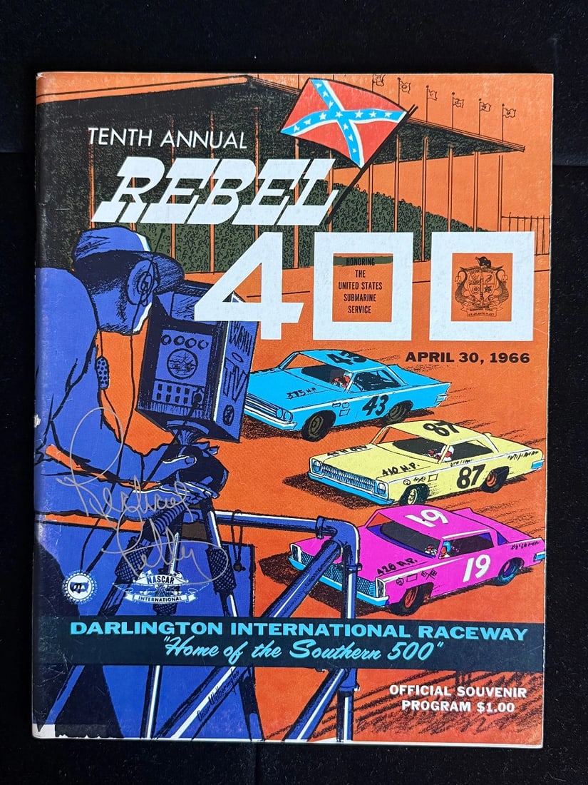 Richard Petty signed 1966 Revel 400 Program JSA COA NASCAR Auto Winner: Sport: Racing-NASCAR,Player: Richard Petty,Signed: Yes,Original/Reprint: Original,Autograph Authentication: James Spence Authentication (JSA),Product: Program