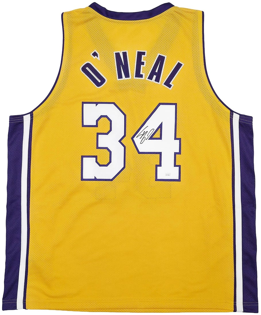 Los Angeles Lakers Shaquille O'Neal Autographed Signed Gold Jersey JSA: Player: Los Angeles,Team: Los Angeles Lakers,Sport: Basketball-NBA,Product: Jersey,Signed: Yes,Autograph Authentication: James Spence Authentication (JSA),Original/Reprint: Original