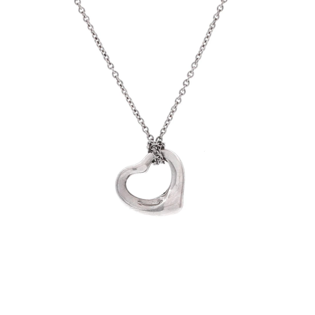 Tiffany & Co. Elsa Peretti Open Heart Pendant Necklace Platinum 11mm: Condition: Pre-owned - Good,Brand: Tiffany & Co.,Main Stone: Unknown,Metal: Platinum (Pt950),Metal Purity: Unknown,Style: Pendant,Type: Necklace,Color: Silver,Material: Unknown