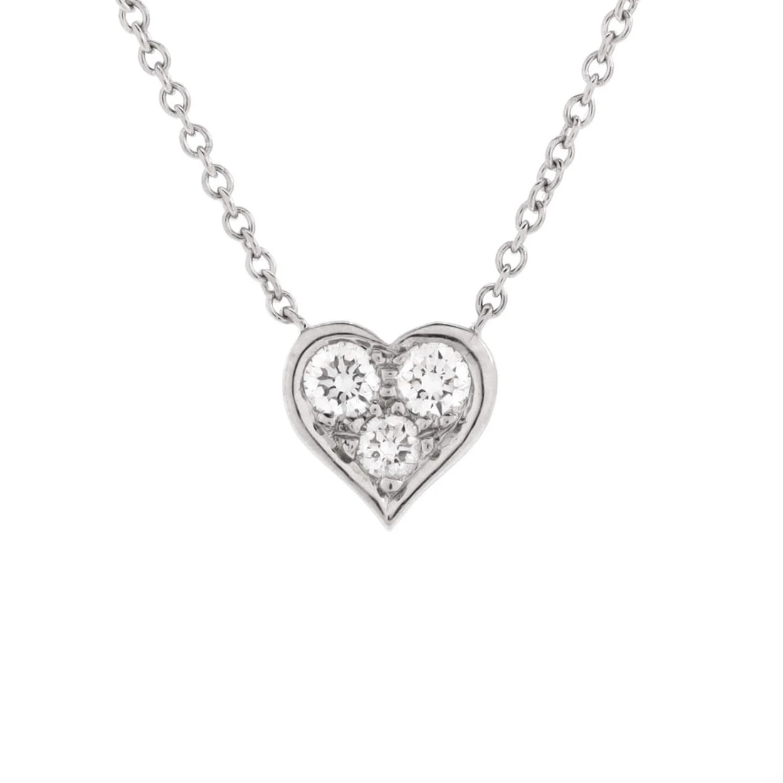 Tiffany & Co. Heart 3 Diamond Pendant Necklace Platinum with Diamonds (1 of 3)