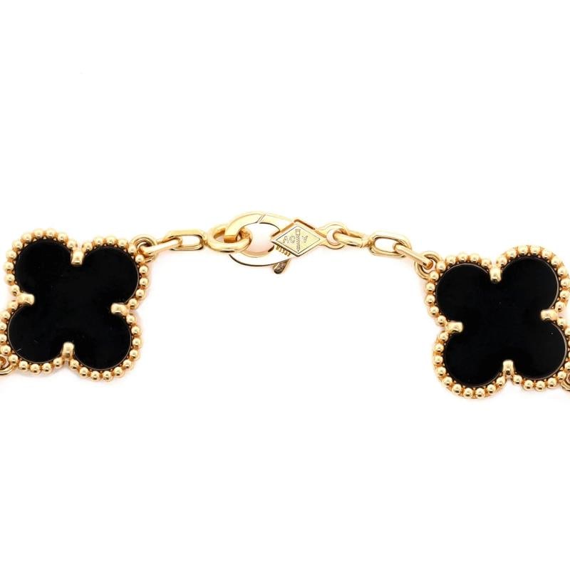 Van Cleef & Arpels Vintage Alhambra 5 Motifs Bracelet 18K Yellow Gold and Onyx - 3
