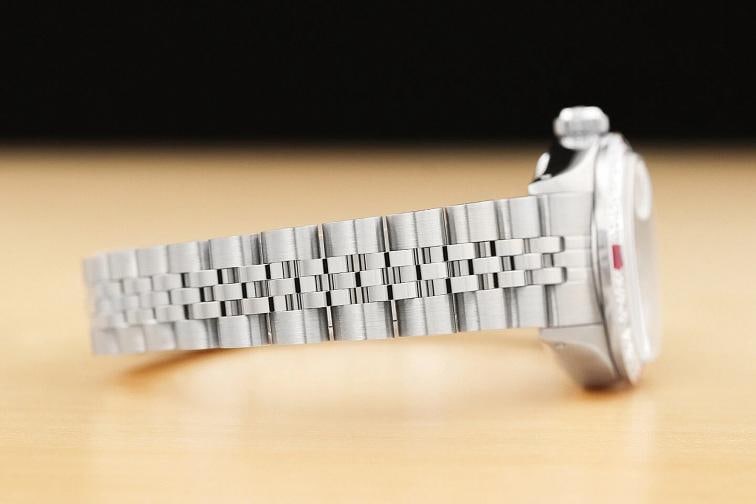 LADIES ROLEX DATE PINK RUBY DIAMOND 18K WHITE GOLD STAINLESS STEEL WATCH - 7