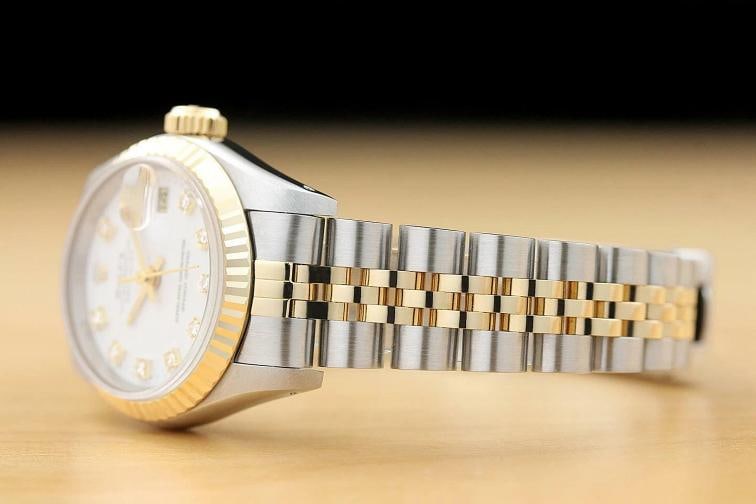 ROLEX LADIES DATEJUST 69173 FACTORY DIAMOND DIAL 18K YELLOW GOLD SS WHITE WATCH - 4