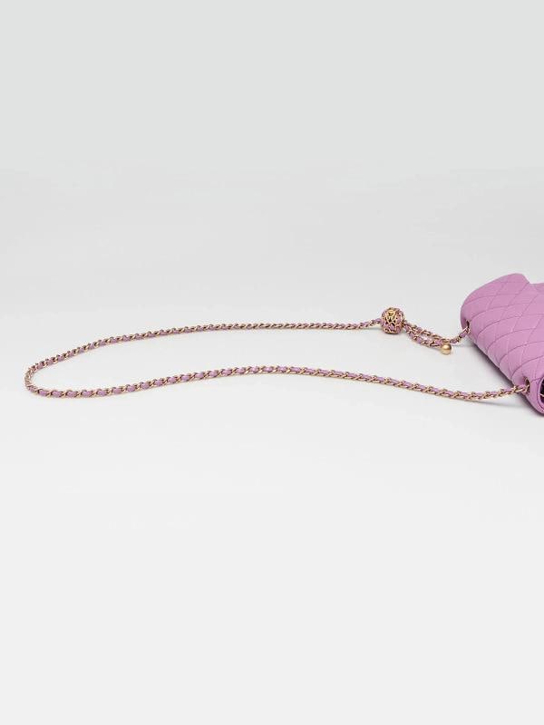 Chanel Purple Quilted Lambskin Leather Pearl Crush Rectangular Mini Flap Bag - 7