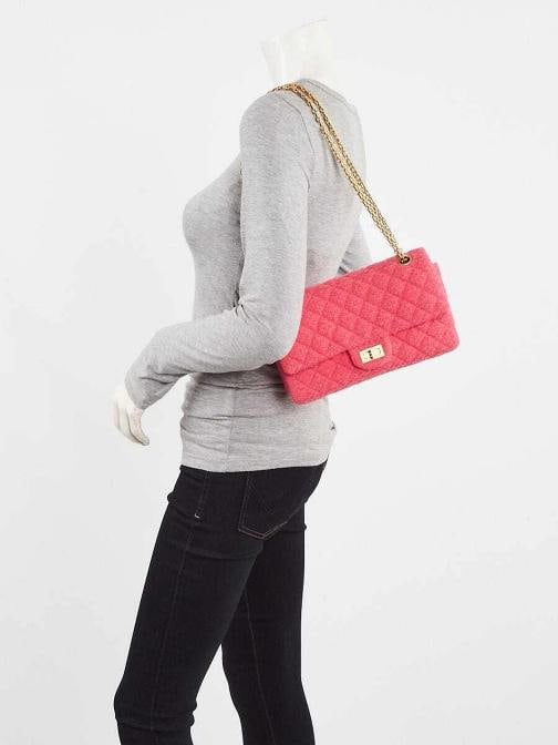 Chanel Light Pink 2.55 Reissue Quilted Tweed 225 Flap Bag - 2