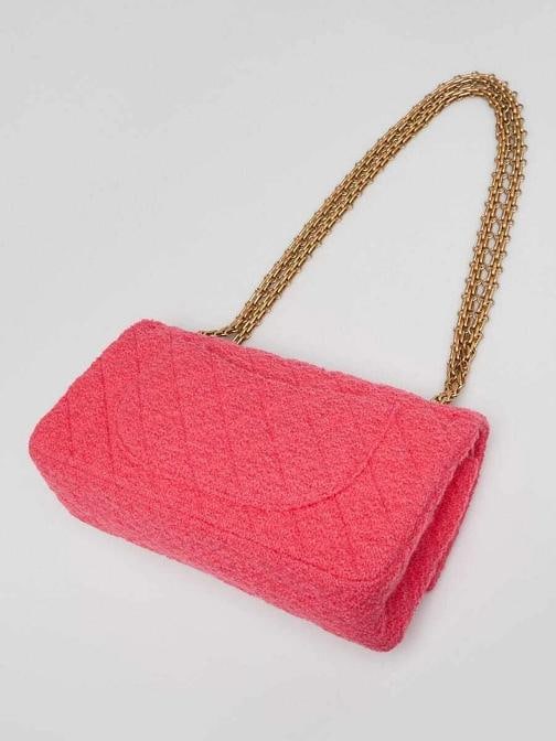 Chanel Light Pink 2.55 Reissue Quilted Tweed 225 Flap Bag - 3