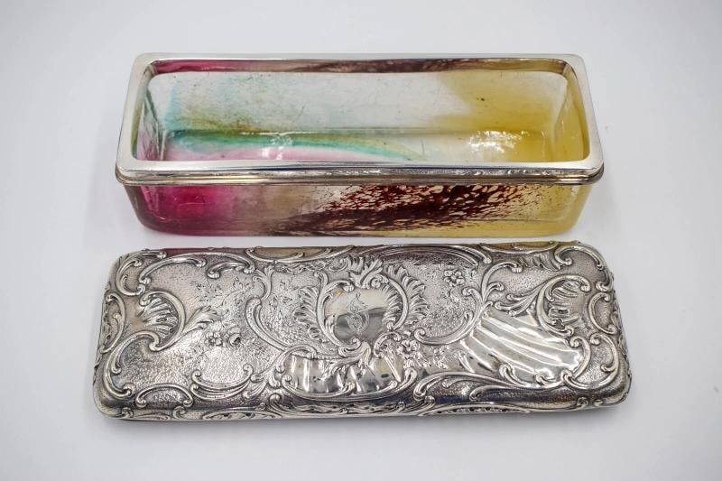 Magnificent Eugene Rousseau Art Glass And French Silver Dresser Set Circa 1895 - 2