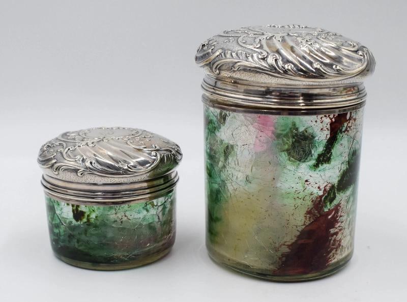 Magnificent Eugene Rousseau Art Glass And French Silver Dresser Set Circa 1895 - 3