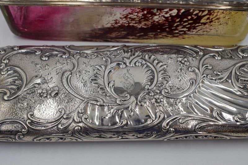 Magnificent Eugene Rousseau Art Glass And French Silver Dresser Set Circa 1895 - 6