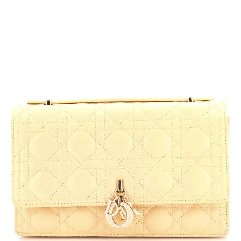 Christian Dior My Dior Top Handle Flap Bag Cannage Quilt Lambskin Small: Measurements: Handle Drop 1", Height 6", Width 9", Depth 2.5", Strap Drop 19-21", Condition: Pre-owned - Good,Brand: Christian Dior,Exterior Material: Leather,Style: Cross Body Bags,Exterior Color: