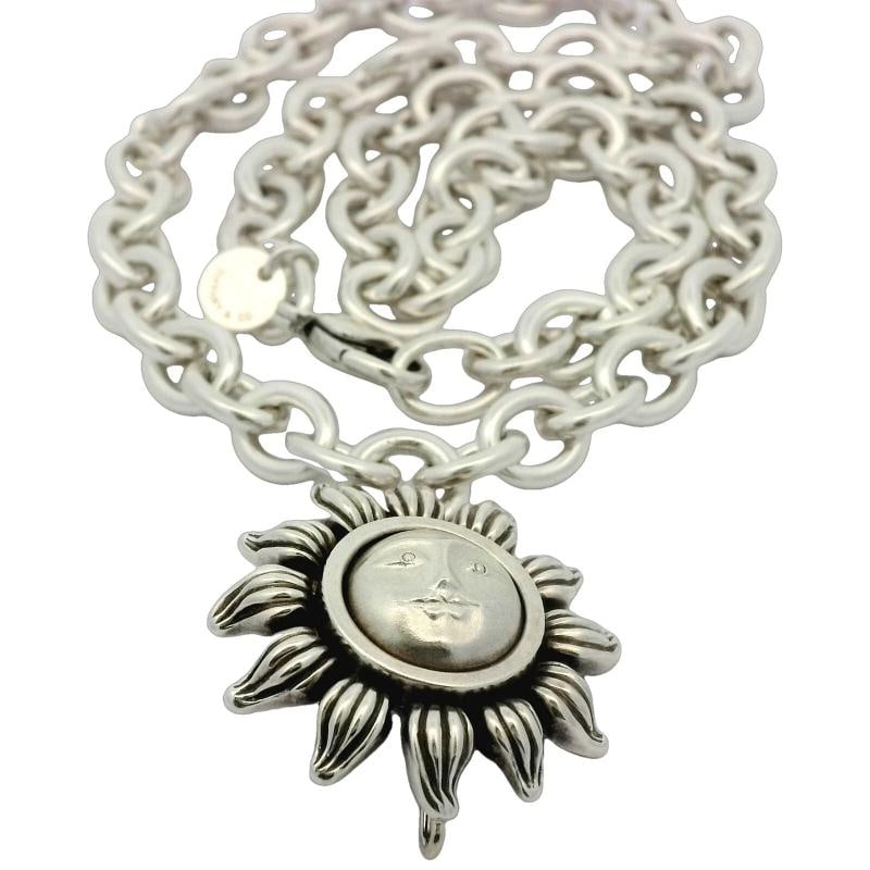 Vintage Tiffany & Co Sun Necklace In Sterling Silver - 5
