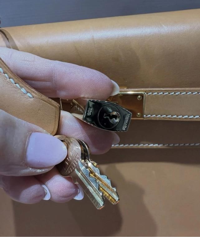 Hermes Kelly 32 Sellier Natural Box Calf Leather Gold Hardware â€“ J Stamp (2006) - 12