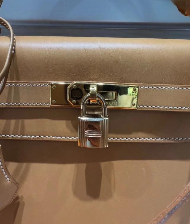 Hermes Kelly 32 Sellier Natural Box Calf Leather Gold Hardware â€“ J Stamp (2006) - 4