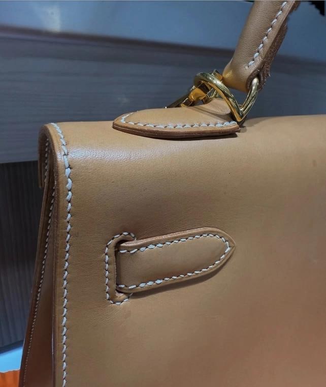 Hermes Kelly 32 Sellier Natural Box Calf Leather Gold Hardware â€“ J Stamp (2006) - 7