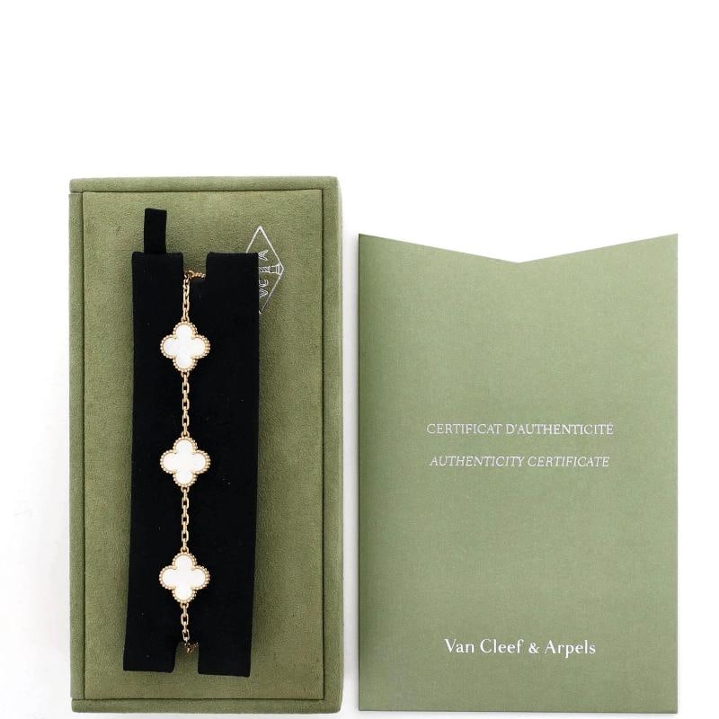 Van Cleef & Arpels Vintage Alhambra 5 Motifs Bracelet 18K Yellow Gold and Mother - 2