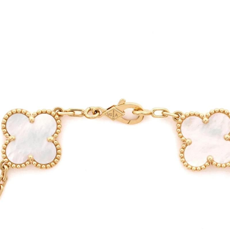 Van Cleef & Arpels Vintage Alhambra 5 Motifs Bracelet 18K Yellow Gold and Mother - 4