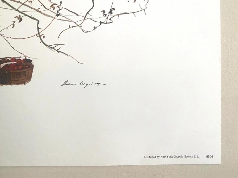 ANDREW WYETH RARE 1977 "AFTER PICKING" COLLECTOR LARGE FINE ART LITHOGRAPH PRINT - 12