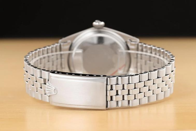 ROLEX MENS DATEJUST 1601 18K GOLD SS GREEN DIAL WATCH w/ FOLDED JUBILEE BRACELET - 6