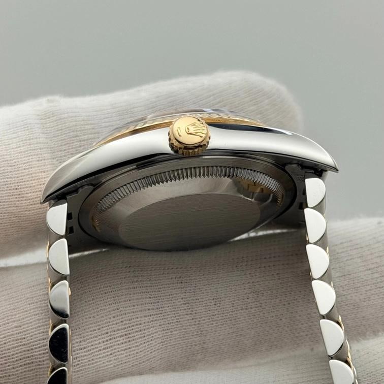 Rolex Datejust 16233 36mm Black Tapestry Dial 18k Yellow Gold Stainless Steel - 8